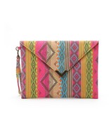 HandCrafted Purse - Wristlet Clutch - 1 - 3297, Pink/Yellow/Turquoise - £34.80 GBP