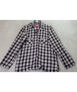 Victoria&#39;s Secret Sleepwear Top Women Small Pink Black Plaid Collar Butt... - $11.23