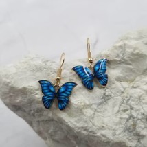 Multicolor Enamel Butterfly Shaped Earrings Blue - £11.07 GBP