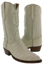 Cowboy Western Boots Leather Genuine Crocodile Tail Off White J Toe Size 6, 7 - £181.71 GBP