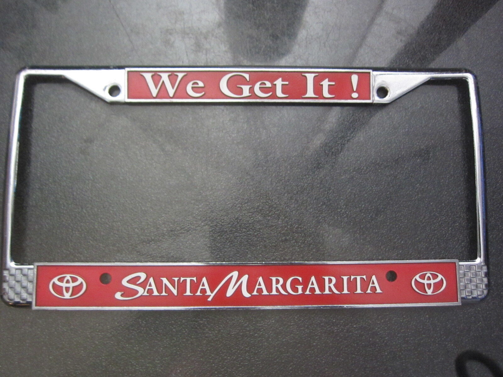 Santa Margarita Toyota Vintage Metal License Plate Frame Dealership - $26.84