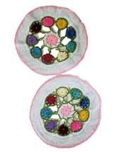 Multicolor Flower 2 Doilies 12 inches round Unused NEW - $12.35