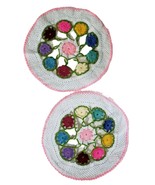 Multicolor Flower 2 Doilies 12 inches round Unused NEW - $12.35