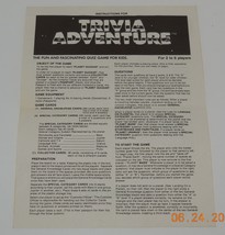 Pressman Trivia Adventure Board Game Replacement Instructions Pieces Parts - £11.67 GBP