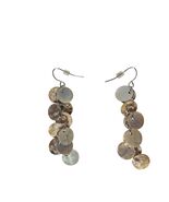 Boho Shell Disc Dangle Earrings Handmade Natural Multi-Tone Drop Jewelry - $310.05 MXN