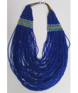 100% Authentic 1900&#39;s Konyak Naga Cobalt Blue Glass Bead Necklace 40 str... - £353.86 GBP