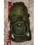 Door Knocker Large Antique Asian Brass Bronze Man w/ Patina Early 1900&#39;s - $350.00