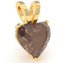 Smoky Quartz Heart Solitaire Pendant In 14k Yellow Gold - £180.94 GBP