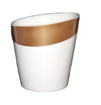 Starbucks ceramic cup 2012 white &amp; gold mug asymmetrical Bone china - $13.85