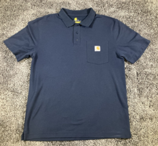 Carhartt Polo Shirt Mens Medium Navy Original Fit Short Sleeve Golf Pocket Work - £14.66 GBP