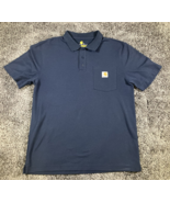 Carhartt Polo Shirt Mens Medium Navy Original Fit Short Sleeve Golf Pocket Work - $18.69