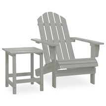 Garden Adirondack Chair with Table Solid Fir Wood Grey - £46.36 GBP