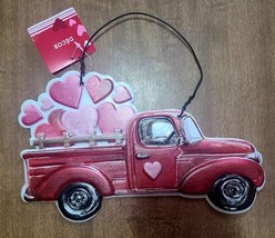 VALENTINE Red Pink Farm Pickup Truck Metal Wall Sign Hearts Brand New. - $27.04