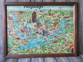 1978 Pittsburgh City Streets VINTAGE puzzle 550 + pieces FRAMED WITH WOOD - $5.79