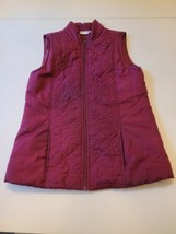 KIM ROGERS Petite Women&#39;s Burgandy Full Zip Quilted Puff Vest Size PS Pockets - $9.85