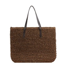 Straw Beach Bag Vintage Handmade Rattan Woven  Bag Large Capacity Summer Vacatio - £88.00 GBP