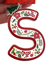 S Christmas Ornament Ceramic Letter Monogram Initial White Red NEW 2020 ... - $19.53