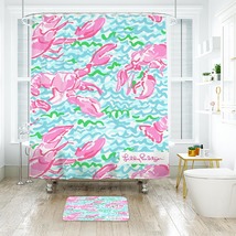 Lilly Pulitzer Lobstah Roll Shower Curtain Bath Mat Bathroom Waterproof Decorati - £18.31 GBP+