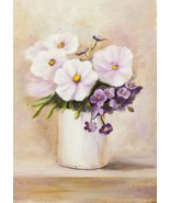 Pintura al óleo de flores. Flores al óleo. Cuadro de flores. - $1,684.63 MXN