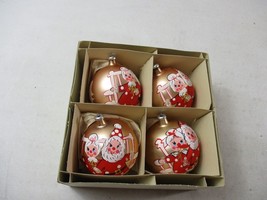 4 Vintage Gold Mr Mrs Santa Claus Inarco Italy Christmas glass Ornaments 3.5&#39;&#39; - £23.67 GBP