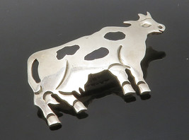 MEXICO 925 Sterling Silver - Vintage Black Onyx Spotted Cow Brooch Pin - BP5074 - £43.61 GBP