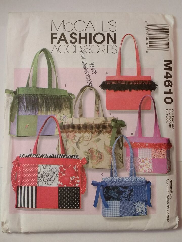 McCall's 4610 Misses' Totes Purse Bag - $12.86
