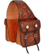 Genuine Leather Western Trail Tooling Carving Horse Saddle Bag - $125.00