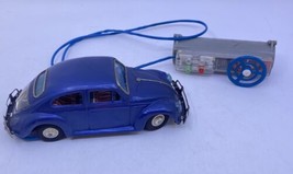 Vintage Volkswagen Bandai Japan Blue Metal Bug Beetle RC Car Remote UNTESTED - £58.37 GBP