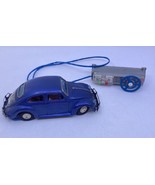 Vintage Volkswagen Bandai Japan Blue Metal Bug Beetle RC Car Remote UNTE... - £58.24 GBP