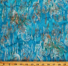 Cotton Batik Seahorses Ocean Animals Blue Fabric Print by the Yard D180.16 - $15.95