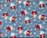 Flannel Snowman Toss Little Donkey&#39;s Christmas Blue Flannel Fabric BTY D... - £12.47 GBP