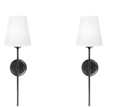 Wall Sconces Set of 2  Black Modern Wall Light Fixture with Fabric Shade... - £34.53 GBP