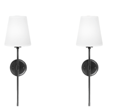 Wall Sconces Set of 2  Black Modern Wall Light Fixture with Fabric Shade... - £34.30 GBP