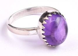 Natural Amethyst 925 Sterling Silver Handmade Engagement Purple Ring Women 1515 - £58.92 GBP
