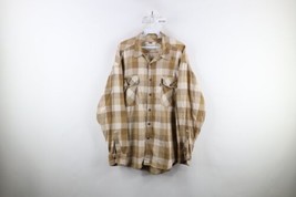 Vintage 90s Levis Mens XL Faded Flannel Collared Button Shirt Brown Plaid Cotton - £47.44 GBP