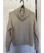 Poof Apparel Sweater Women Medium Beige Turtleneck Long Sleeve - £17.11 GBP