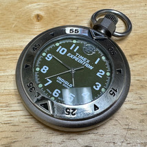 Timex Expedition Pocket Watch Men 30m Silver Open Face Japan Quartz New ... - $45.59