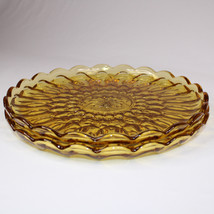Set Of 2 Vintage Anchor Hocking Fairfield Amber Glass Cake Plate Serving... - £19.92 GBP