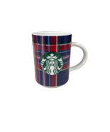 STARBUCKS Holiday Stripes Navy Blue/Red Mermaid Logo 12oz Ceramic Mug NWT - $19.79