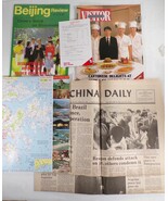 Chinese China Travel Tourist Magazine Lot: Beijing Review, Hong Kong Map - $166.28 MXN