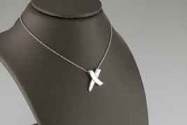 Tiffany &amp; Co. Sterling Silver Paloma Picasso X Kiss Pendant Necklace 16&quot; Chain - £188.29 GBP
