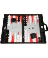 Open Box! 19&quot; Silverman &amp; Co. Leatherette Backgammon Set - Black  - £74.82 GBP