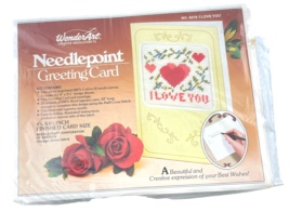 Wonderart Needlepoint Greeting Card Kit 6979 Embroidery I Love You Valen... - $19.27