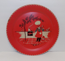 Oversize Tin Litho Barbeque Chef 19&quot; Stoyke Mid Century Serving Tray Red... - $48.98