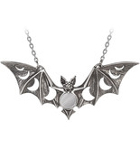 Alchemy Gothic Lunaeca Necklace Bat Moon Phases Mirror Crescent Isis Got... - $53.95