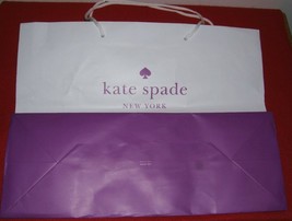 Kate Spade New York White And Purple Paper Shopping Bag 16&quot; x 12&quot; x 6&quot; - £5.49 GBP