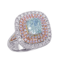 Real 3.45ct Natural Fancy Light Blue &amp; Pink Diamonds Engagement Ring GIA 18K SI2 - £73,799.88 GBP