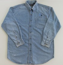 ABC TV Network Men&#39;s Embroidered Denim Shirt Size Large - £13.29 GBP