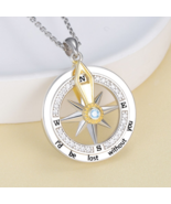 18K 925 Sterling Silver &#39;Lost Without You&#39; Inspirational Rotate Compass ... - £94.81 GBP