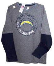 Chargers Los Angeles SD Long Sleeve Tee Shirt Gray with Blue Sleeves  3XL - £14.85 GBP